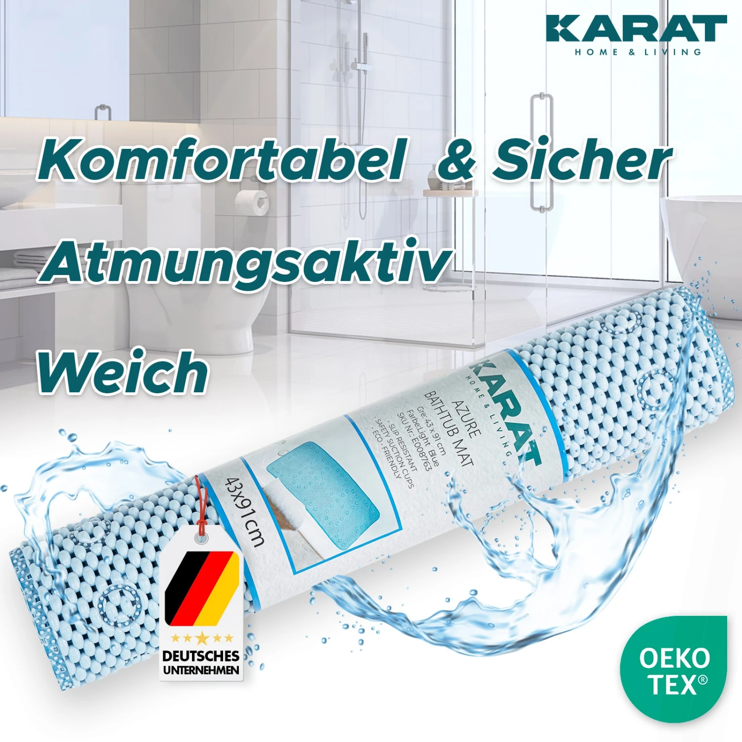 Badewannenmatte | Azure | Antirutsch Weichschaum Matte Mit Saugnäpfen | In Vier Farben Erhältlich 21 Badewannenmatte | Azure | Antirutsch Weichschaum Matte Mit Saugnäpfen | In Vier Farben Erhältlich – Bild 19