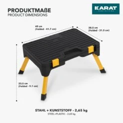 Klapptritt Barry | Kompakte, 1-stufige Trittleiter | Inkl. Integriertem Werkzeugkasten | Belastbar Bis 150 Kg | Einfach Zu Transportieren 11 Klapptritt Barry | Kompakte, 1-stufige Trittleiter | Inkl. Integriertem Werkzeugkasten | Belastbar Bis 150 Kg | Einfach Zu Transportieren -Floordirekt Barry 6 Dimensions