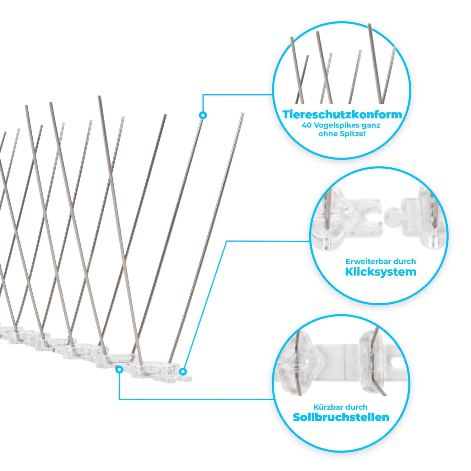 Vogelabwehr | Taubenabwehr Für Balkon, Fenster & Dach | Länge: 50 Cm 5 Vogelabwehr | Taubenabwehr Für Balkon, Fenster & Dach | Länge: 50 Cm – Bild 3