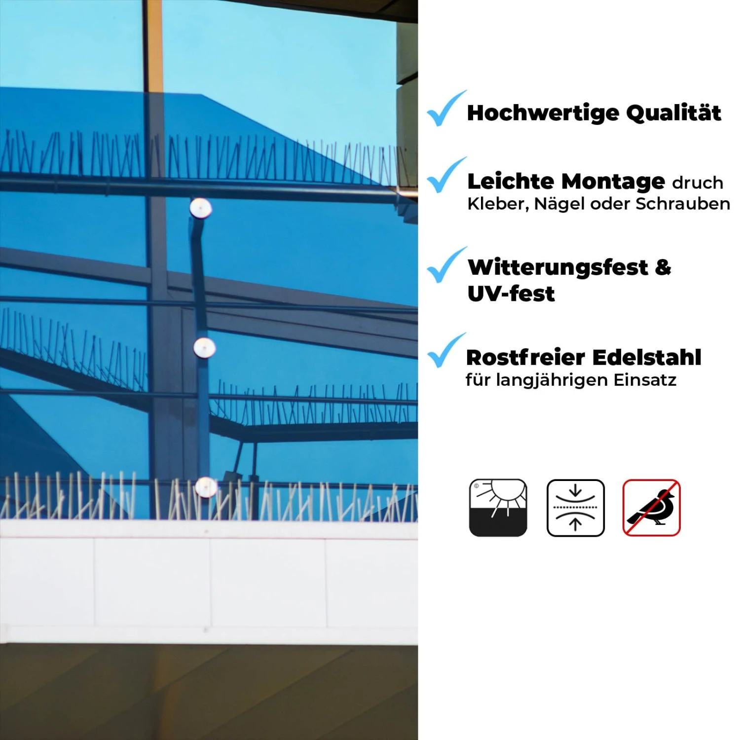 Vogelabwehr | Taubenabwehr Für Balkon, Fenster & Dach | Länge: 50 Cm 7 Vogelabwehr | Taubenabwehr Für Balkon, Fenster & Dach | Länge: 50 Cm – Bild 5