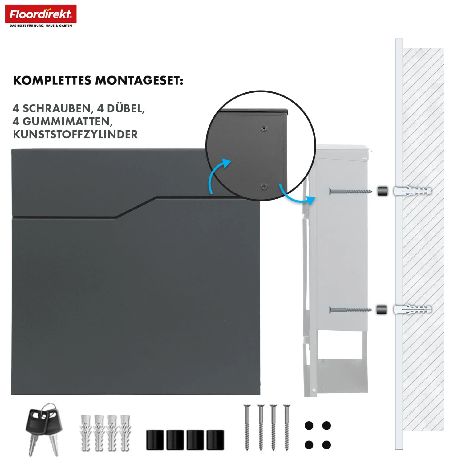 Briefkasten | Jean | Stabiler Stahlbriefkasten Mit Zeitungsfach Und Großer Einwurfklappe 7 Briefkasten | Jean | Stabiler Stahlbriefkasten Mit Zeitungsfach Und Großer Einwurfklappe – Bild 5