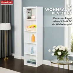 Bücherregal | Alaska | Weißer MDF-Bücherschrank Mit 4 Oder 5 Ebenen | Schlank, Modern & Platzsparend 33 Bücherregal | Alaska | Weißer MDF-Bücherschrank Mit 4 Oder 5 Ebenen | Schlank, Modern & Platzsparend -Floordirekt BuecherregalAlaska 16