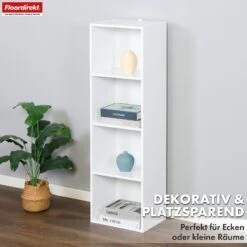 Bücherregal | Alaska | Weißer MDF-Bücherschrank Mit 4 Oder 5 Ebenen | Schlank, Modern & Platzsparend 20 Bücherregal | Alaska | Weißer MDF-Bücherschrank Mit 4 Oder 5 Ebenen | Schlank, Modern & Platzsparend -Floordirekt BuecherregalAlaska 3