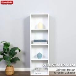 Bücherregal | Alaska | Weißer MDF-Bücherschrank Mit 4 Oder 5 Ebenen | Schlank, Modern & Platzsparend 21 Bücherregal | Alaska | Weißer MDF-Bücherschrank Mit 4 Oder 5 Ebenen | Schlank, Modern & Platzsparend -Floordirekt BuecherregalAlaska 4