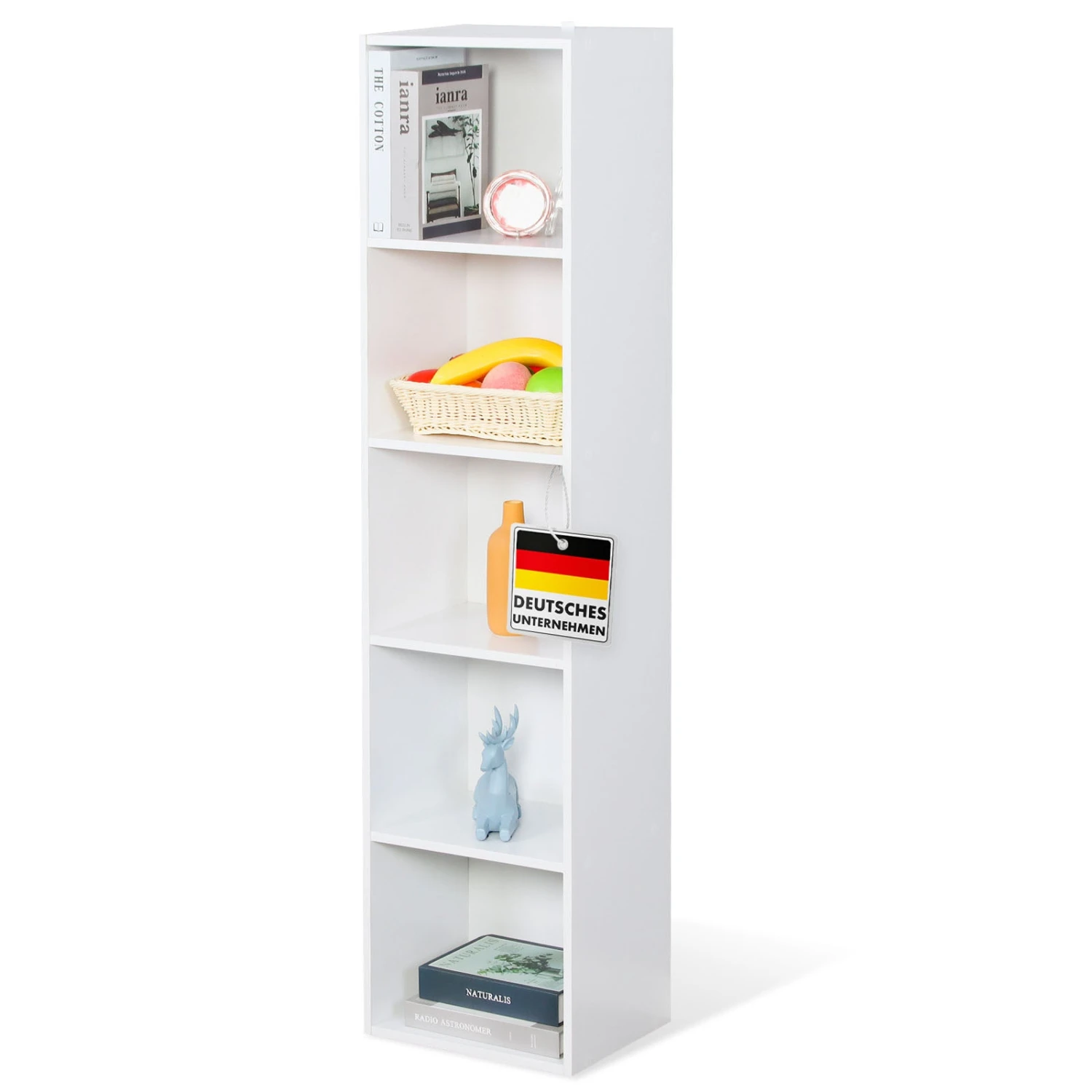 Bücherregal | Alaska | Weißer MDF-Bücherschrank Mit 4 Oder 5 Ebenen | Schlank, Modern & Platzsparend 11 Bücherregal | Alaska | Weißer MDF-Bücherschrank Mit 4 Oder 5 Ebenen | Schlank, Modern & Platzsparend – Bild 9