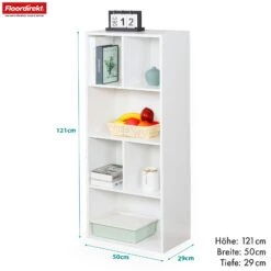 Bücherregal | California | Modernes, Platzsparendes MDF-Regal Mit Anti-Kipp-Sicherung In Weiß 4-8 Offene Fächer 31 Bücherregal | California | Modernes, Platzsparendes MDF-Regal Mit Anti-Kipp-Sicherung In Weiß 4-8 Offene Fächer -Floordirekt BuecherregalCalifornia 10