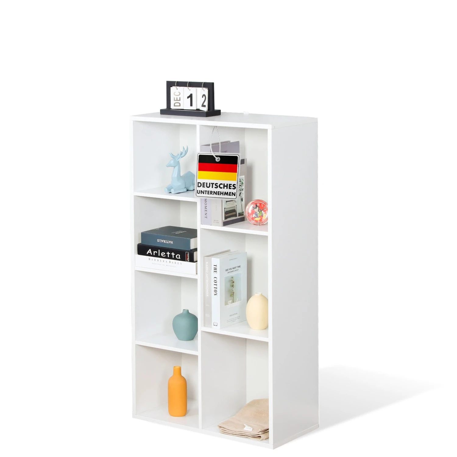 Bücherregal | California | Modernes, Platzsparendes MDF-Regal Mit Anti-Kipp-Sicherung In Weiß 4-8 Offene Fächer 19 Bücherregal | California | Modernes, Platzsparendes MDF-Regal Mit Anti-Kipp-Sicherung In Weiß 4-8 Offene Fächer – Bild 17