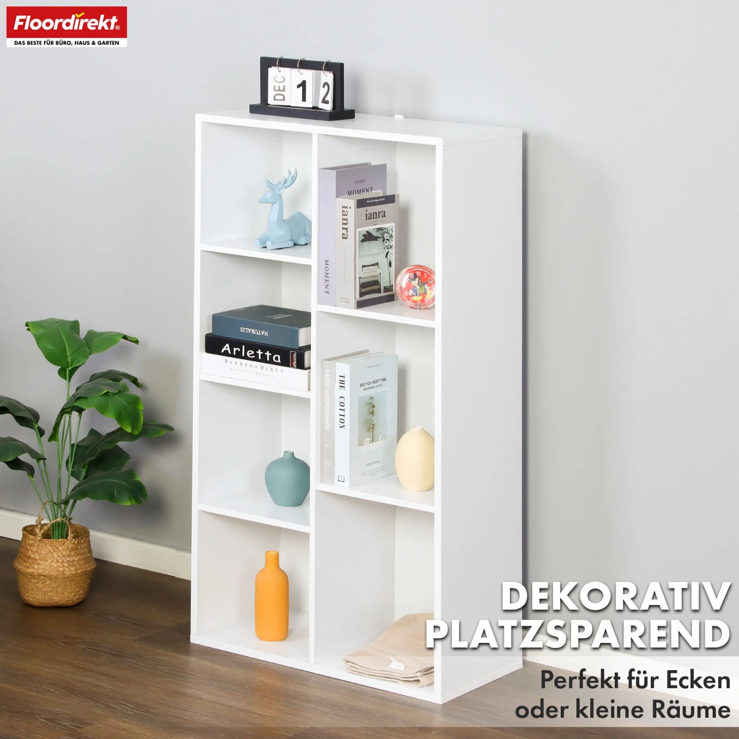 Bücherregal | California | Modernes, Platzsparendes MDF-Regal Mit Anti-Kipp-Sicherung In Weiß 4-8 Offene Fächer 21 Bücherregal | California | Modernes, Platzsparendes MDF-Regal Mit Anti-Kipp-Sicherung In Weiß 4-8 Offene Fächer – Bild 19