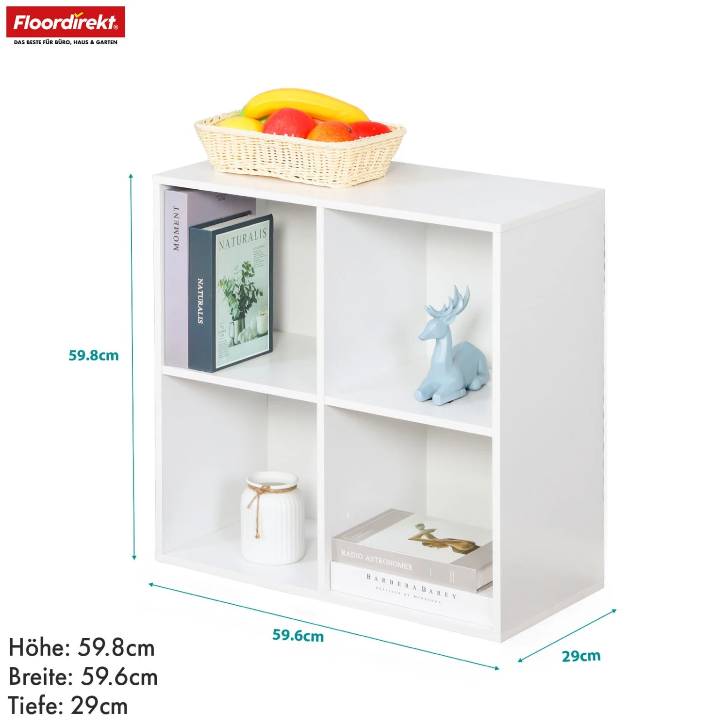 Bücherregal | California | Modernes, Platzsparendes MDF-Regal Mit Anti-Kipp-Sicherung In Weiß 4-8 Offene Fächer 4 Bücherregal | California | Modernes, Platzsparendes MDF-Regal Mit Anti-Kipp-Sicherung In Weiß 4-8 Offene Fächer – Bild 2