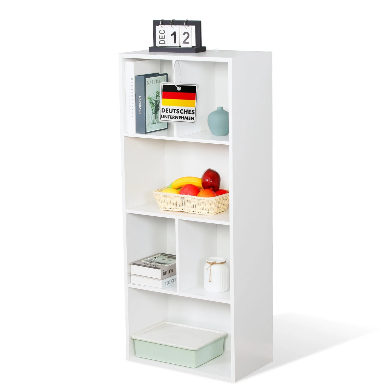 Bücherregal | California | Modernes, Platzsparendes MDF-Regal Mit Anti-Kipp-Sicherung In Weiß 4-8 Offene Fächer 11 Bücherregal | California | Modernes, Platzsparendes MDF-Regal Mit Anti-Kipp-Sicherung In Weiß 4-8 Offene Fächer – Bild 9