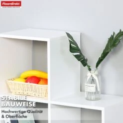 Bücherregal | Carolina | Weißes Stufenregal Aus MDF Mit 6 Fächern Für Bücher, Pflanzen & Deko 13 Bücherregal | Carolina | Weißes Stufenregal Aus MDF Mit 6 Fächern Für Bücher, Pflanzen & Deko -Floordirekt BuecherregalCarolina 5