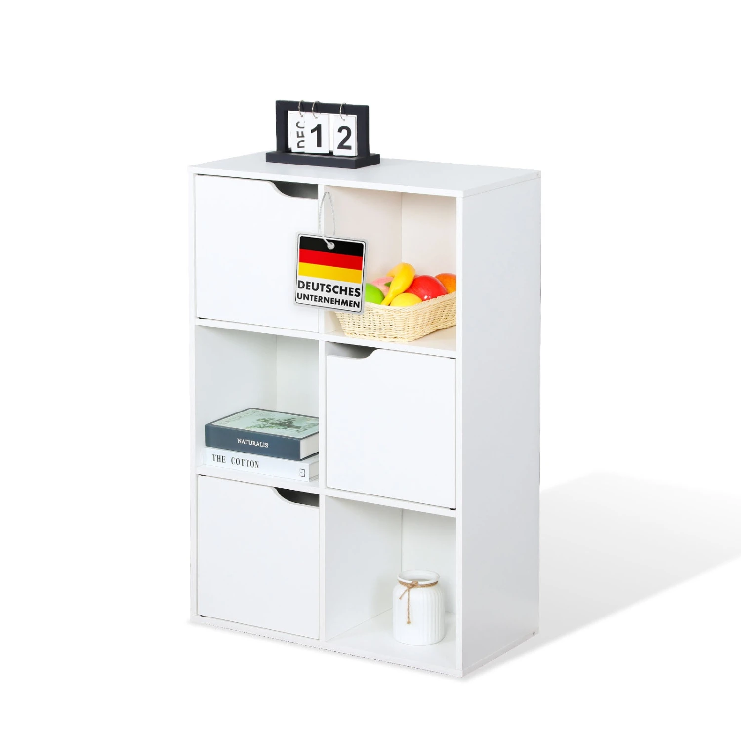Bücherregal | Connecticut | Weißes Standregal Aus MDF Mit Fächern & Türen, Kippschutz, 2 Größen 3 Bücherregal | Connecticut | Weißes Standregal Aus MDF Mit Fächern & Türen, Kippschutz, 2 Größen