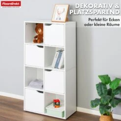 Bücherregal | Connecticut | Weißes Standregal Aus MDF Mit Fächern & Türen, Kippschutz, 2 Größen 28 Bücherregal | Connecticut | Weißes Standregal Aus MDF Mit Fächern & Türen, Kippschutz, 2 Größen -Floordirekt BuecherregalConnecticut 11