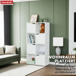 Bücherregal | Connecticut | Weißes Standregal Aus MDF Mit Fächern & Türen, Kippschutz, 2 Größen 33 Bücherregal | Connecticut | Weißes Standregal Aus MDF Mit Fächern & Türen, Kippschutz, 2 Größen -Floordirekt BuecherregalConnecticut 16