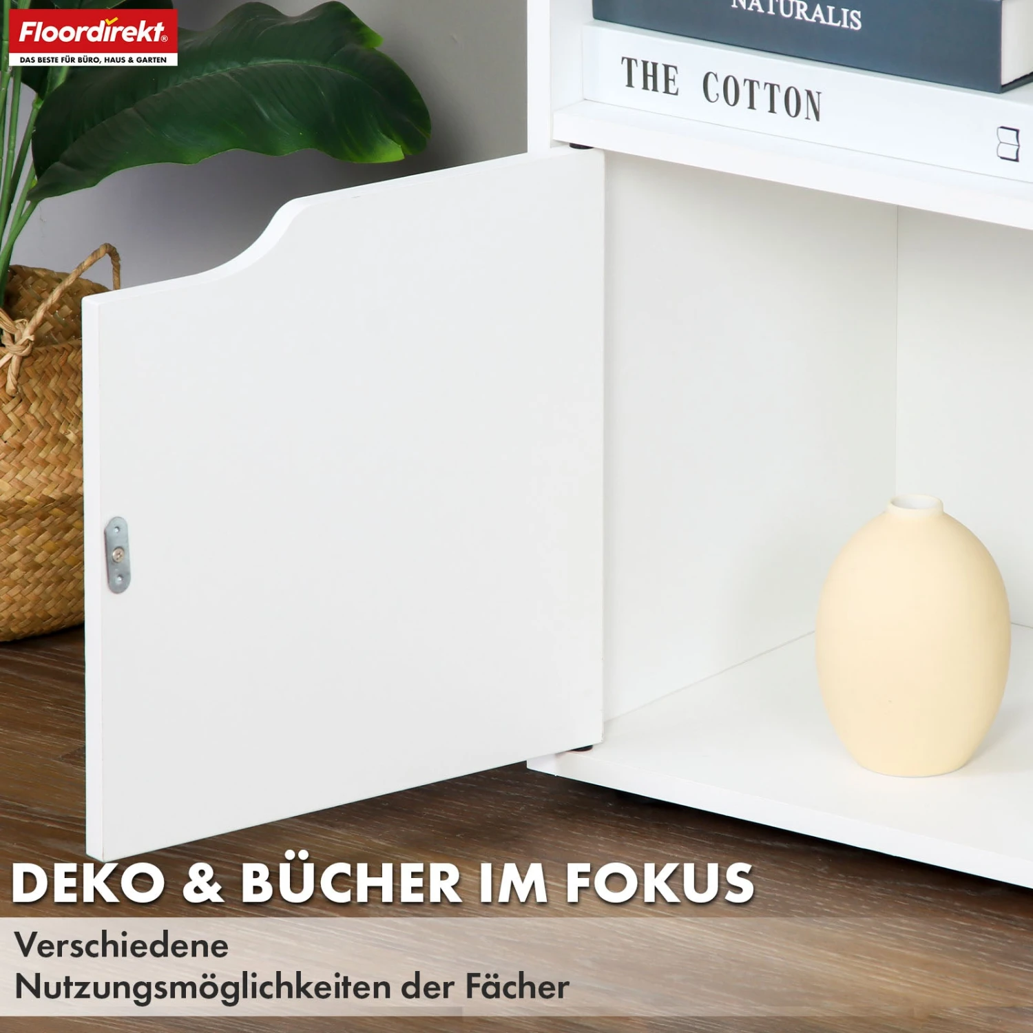 Bücherregal | Connecticut | Weißes Standregal Aus MDF Mit Fächern & Türen, Kippschutz, 2 Größen 8 Bücherregal | Connecticut | Weißes Standregal Aus MDF Mit Fächern & Türen, Kippschutz, 2 Größen – Bild 6