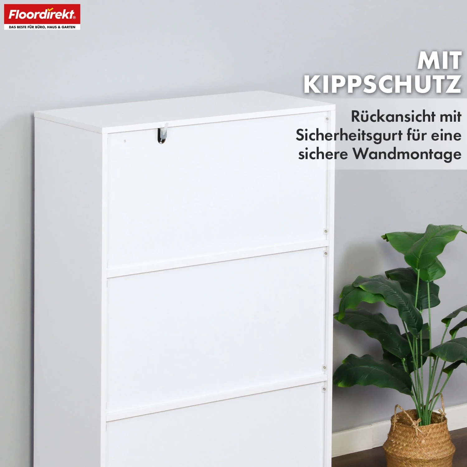 Bücherregal | Connecticut | Weißes Standregal Aus MDF Mit Fächern & Türen, Kippschutz, 2 Größen 9 Bücherregal | Connecticut | Weißes Standregal Aus MDF Mit Fächern & Türen, Kippschutz, 2 Größen – Bild 7
