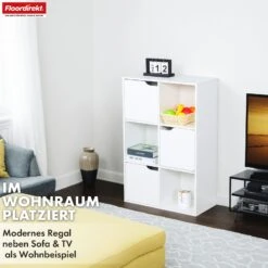 Bücherregal | Connecticut | Weißes Standregal Aus MDF Mit Fächern & Türen, Kippschutz, 2 Größen 25 Bücherregal | Connecticut | Weißes Standregal Aus MDF Mit Fächern & Türen, Kippschutz, 2 Größen -Floordirekt BuecherregalConnecticut 8