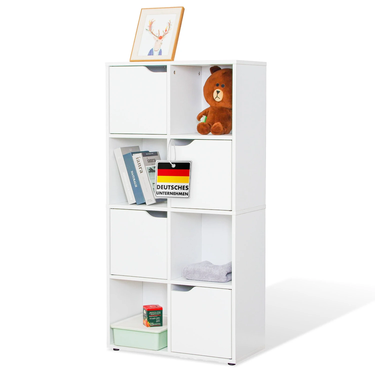 Bücherregal | Connecticut | Weißes Standregal Aus MDF Mit Fächern & Türen, Kippschutz, 2 Größen 11 Bücherregal | Connecticut | Weißes Standregal Aus MDF Mit Fächern & Türen, Kippschutz, 2 Größen – Bild 9