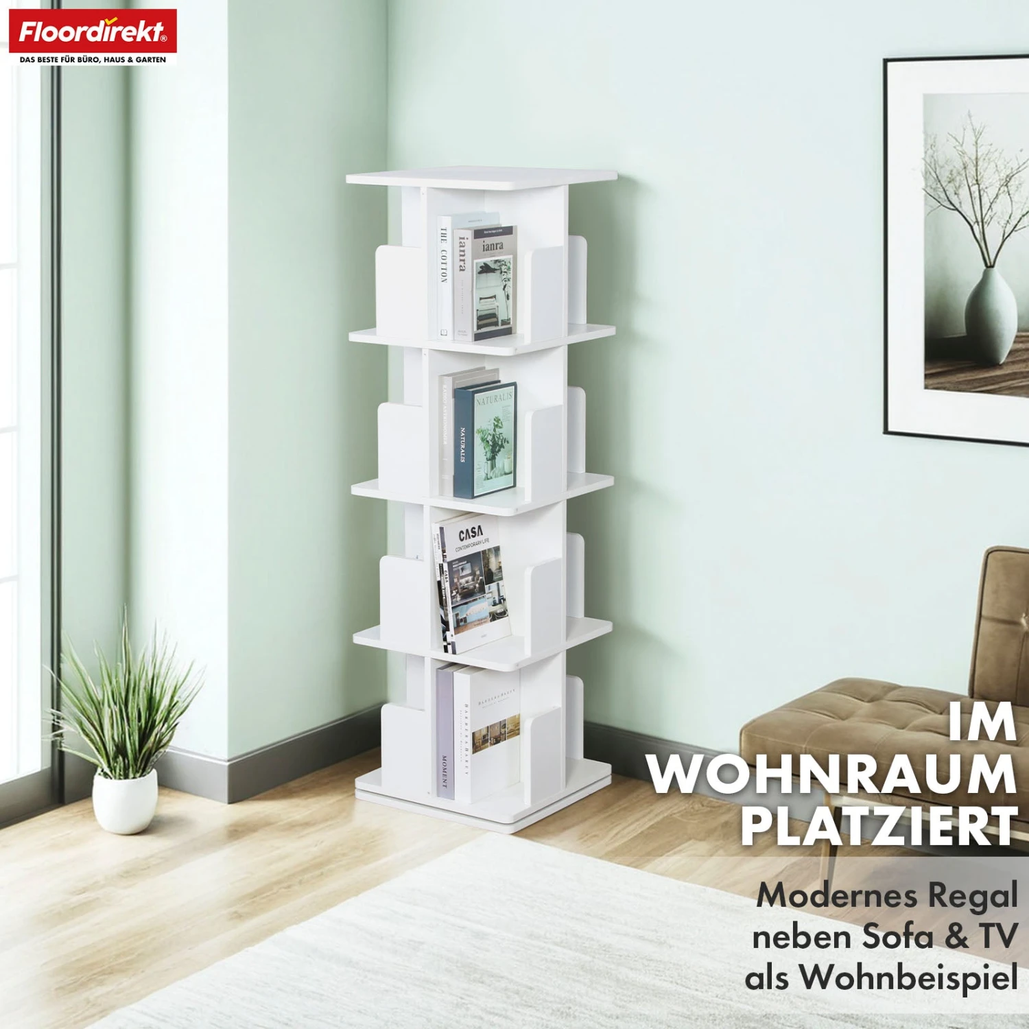 Bücherregal | Indiana | Drehregal Mit 3 Oder 4 Etagen | 360° Standregal Für Wohnzimmer, Büro & Schlafzimmer 18 Bücherregal | Indiana | Drehregal Mit 3 Oder 4 Etagen | 360° Standregal Für Wohnzimmer, Büro & Schlafzimmer – Bild 16