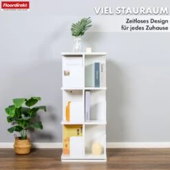 Bücherregal | Indiana | Drehregal Mit 3 Oder 4 Etagen | 360° Standregal Für Wohnzimmer, Büro & Schlafzimmer 21 Bücherregal | Indiana | Drehregal Mit 3 Oder 4 Etagen | 360° Standregal Für Wohnzimmer, Büro & Schlafzimmer -Floordirekt BuecherregalIndiana 4