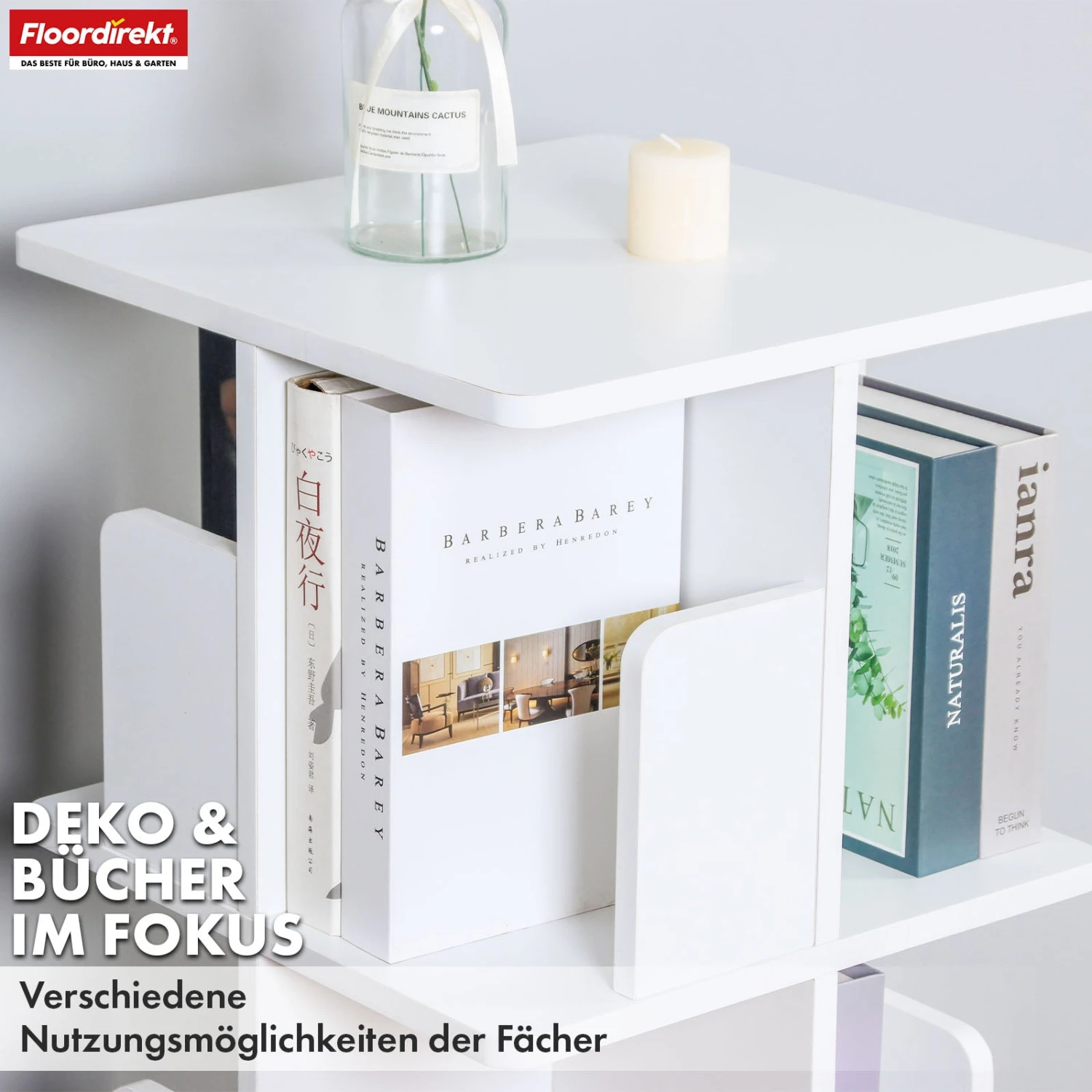 Bücherregal | Indiana | Drehregal Mit 3 Oder 4 Etagen | 360° Standregal Für Wohnzimmer, Büro & Schlafzimmer 8 Bücherregal | Indiana | Drehregal Mit 3 Oder 4 Etagen | 360° Standregal Für Wohnzimmer, Büro & Schlafzimmer – Bild 6