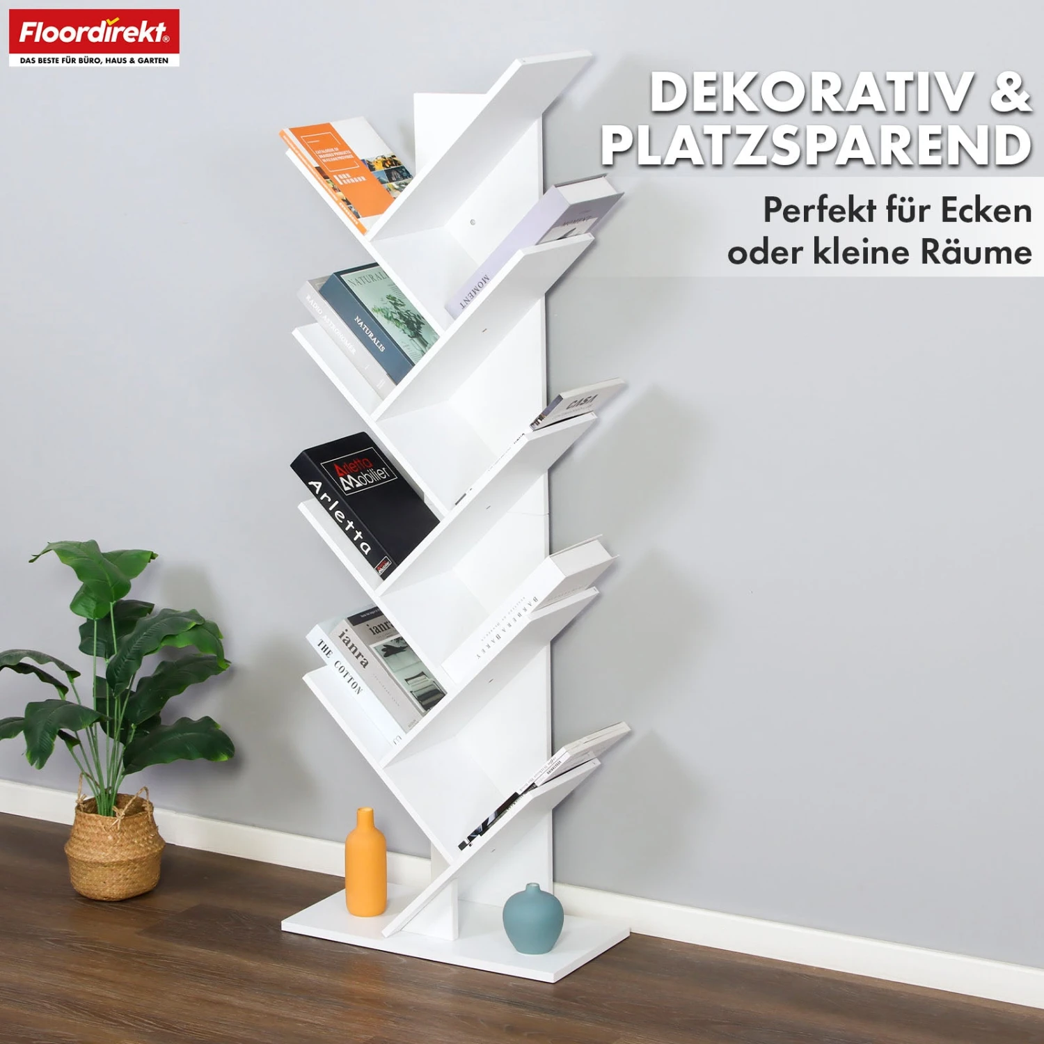 Bücherregal | Louisiana | Baumförmiges Standregal In Weiß Mit 5 Oder 9 Etagen Aus Holz 13 Bücherregal | Louisiana | Baumförmiges Standregal In Weiß Mit 5 Oder 9 Etagen Aus Holz – Bild 11