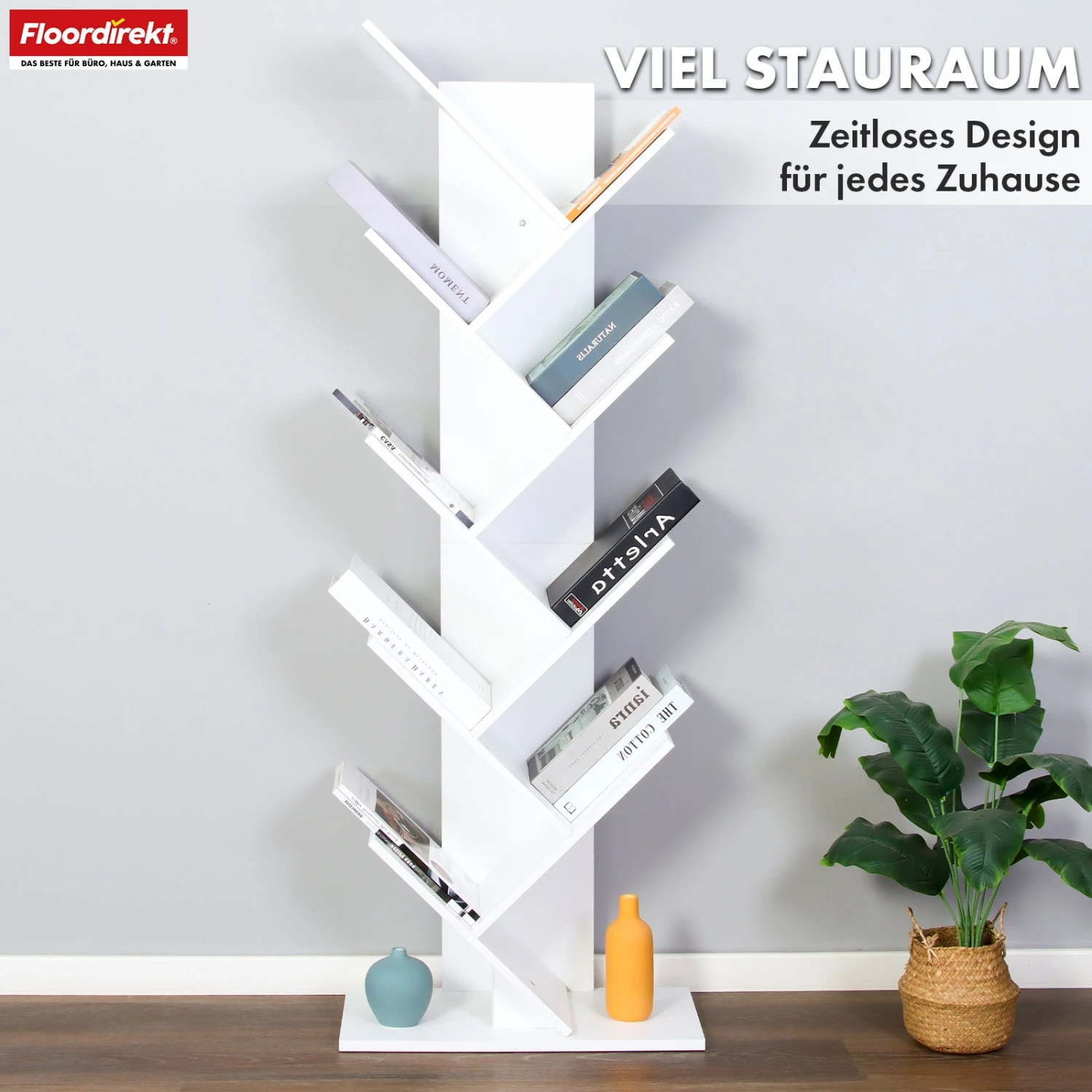 Bücherregal | Louisiana | Baumförmiges Standregal In Weiß Mit 5 Oder 9 Etagen Aus Holz 14 Bücherregal | Louisiana | Baumförmiges Standregal In Weiß Mit 5 Oder 9 Etagen Aus Holz – Bild 12