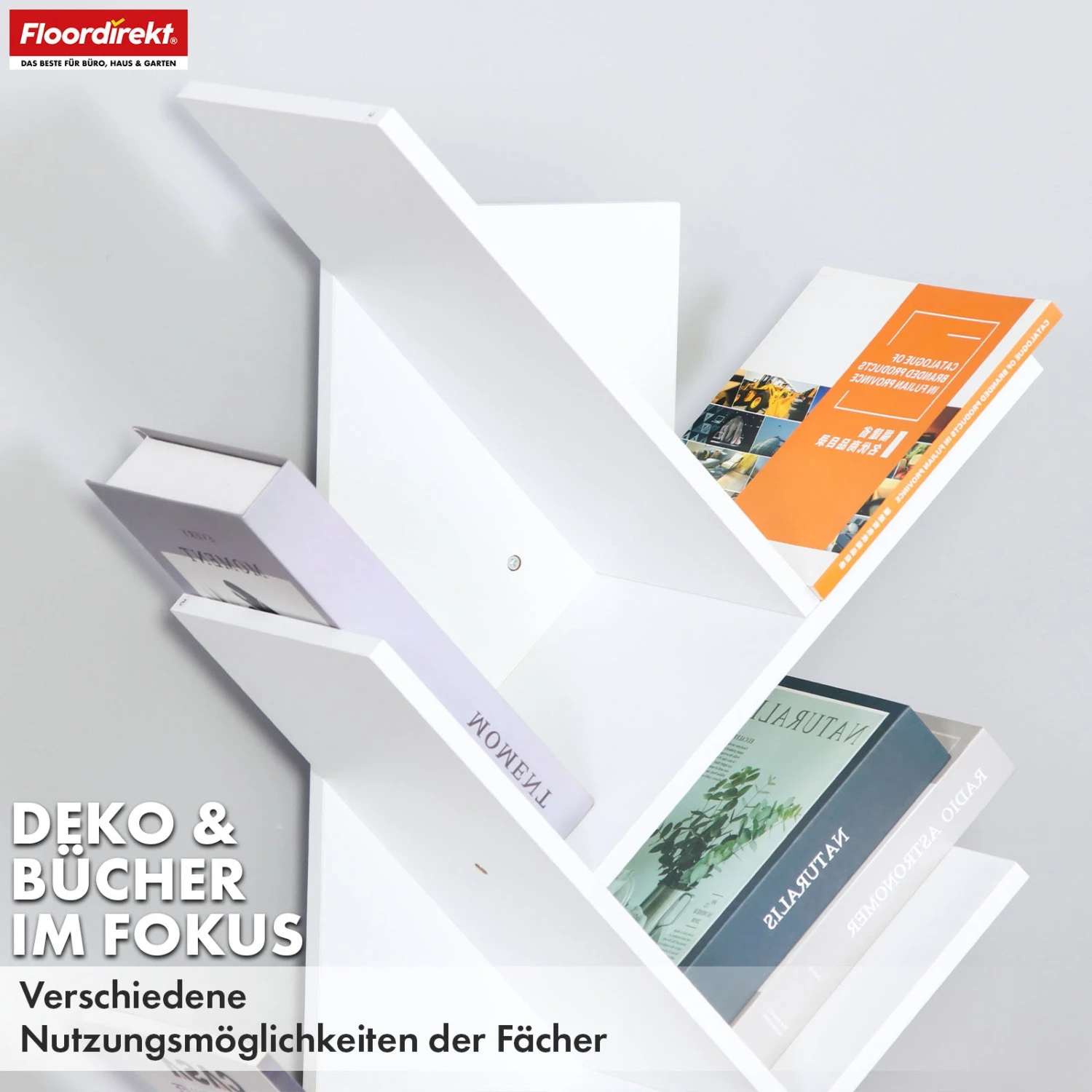 Bücherregal | Louisiana | Baumförmiges Standregal In Weiß Mit 5 Oder 9 Etagen Aus Holz 16 Bücherregal | Louisiana | Baumförmiges Standregal In Weiß Mit 5 Oder 9 Etagen Aus Holz – Bild 14