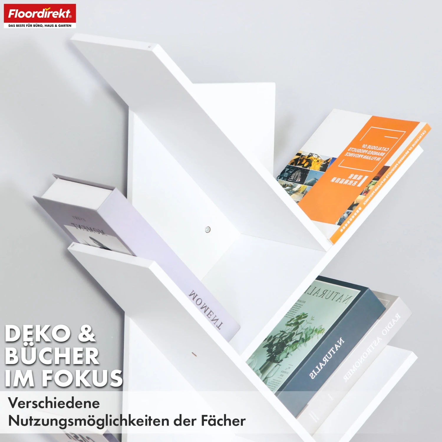 Bücherregal | Louisiana | Baumförmiges Standregal In Weiß Mit 5 Oder 9 Etagen Aus Holz 8 Bücherregal | Louisiana | Baumförmiges Standregal In Weiß Mit 5 Oder 9 Etagen Aus Holz – Bild 6