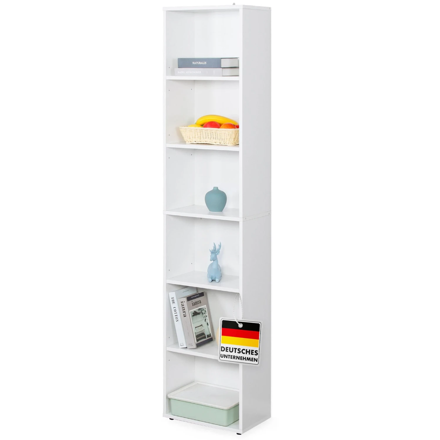 Bücherregal | Maine | Weißes Standregal Aus Holz Mit 3/4/6 Etagen | Offen & Platzsparend Für Wohnzimmer, Büro & Mehr 19 Bücherregal | Maine | Weißes Standregal Aus Holz Mit 3/4/6 Etagen | Offen & Platzsparend Für Wohnzimmer, Büro & Mehr – Bild 17