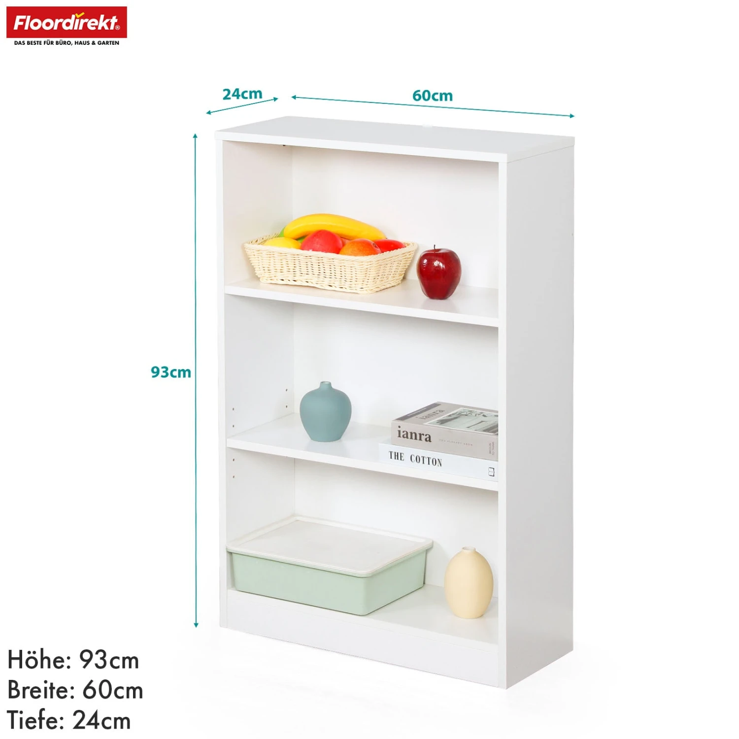 Bücherregal | Maine | Weißes Standregal Aus Holz Mit 3/4/6 Etagen | Offen & Platzsparend Für Wohnzimmer, Büro & Mehr 4 Bücherregal | Maine | Weißes Standregal Aus Holz Mit 3/4/6 Etagen | Offen & Platzsparend Für Wohnzimmer, Büro & Mehr – Bild 2