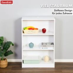 Bücherregal | Maine | Weißes Standregal Aus Holz Mit 3/4/6 Etagen | Offen & Platzsparend Für Wohnzimmer, Büro & Mehr 25 Bücherregal | Maine | Weißes Standregal Aus Holz Mit 3/4/6 Etagen | Offen & Platzsparend Für Wohnzimmer, Büro & Mehr -Floordirekt BuecherregalMaine 4