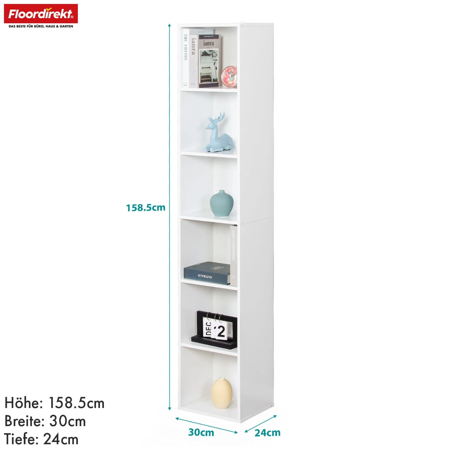 Bücherregal | Delaware | Standregal Mit 6 Offenen Ablagen, Platzsparend & Modern 4 Bücherregal | Delaware | Standregal Mit 6 Offenen Ablagen, Platzsparend & Modern – Bild 2