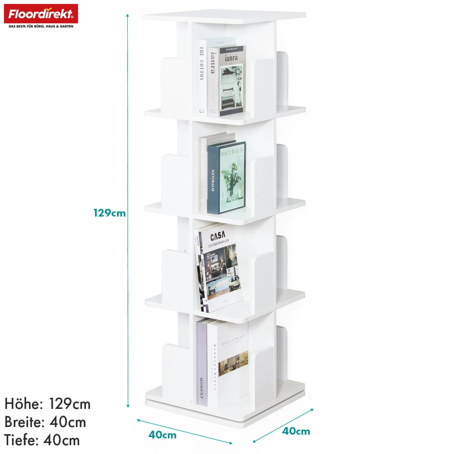 Bücherregal | Indiana | Drehregal Mit 3 Oder 4 Etagen | 360° Standregal Für Wohnzimmer, Büro & Schlafzimmer 12 Bücherregal | Indiana | Drehregal Mit 3 Oder 4 Etagen | 360° Standregal Für Wohnzimmer, Büro & Schlafzimmer – Bild 10