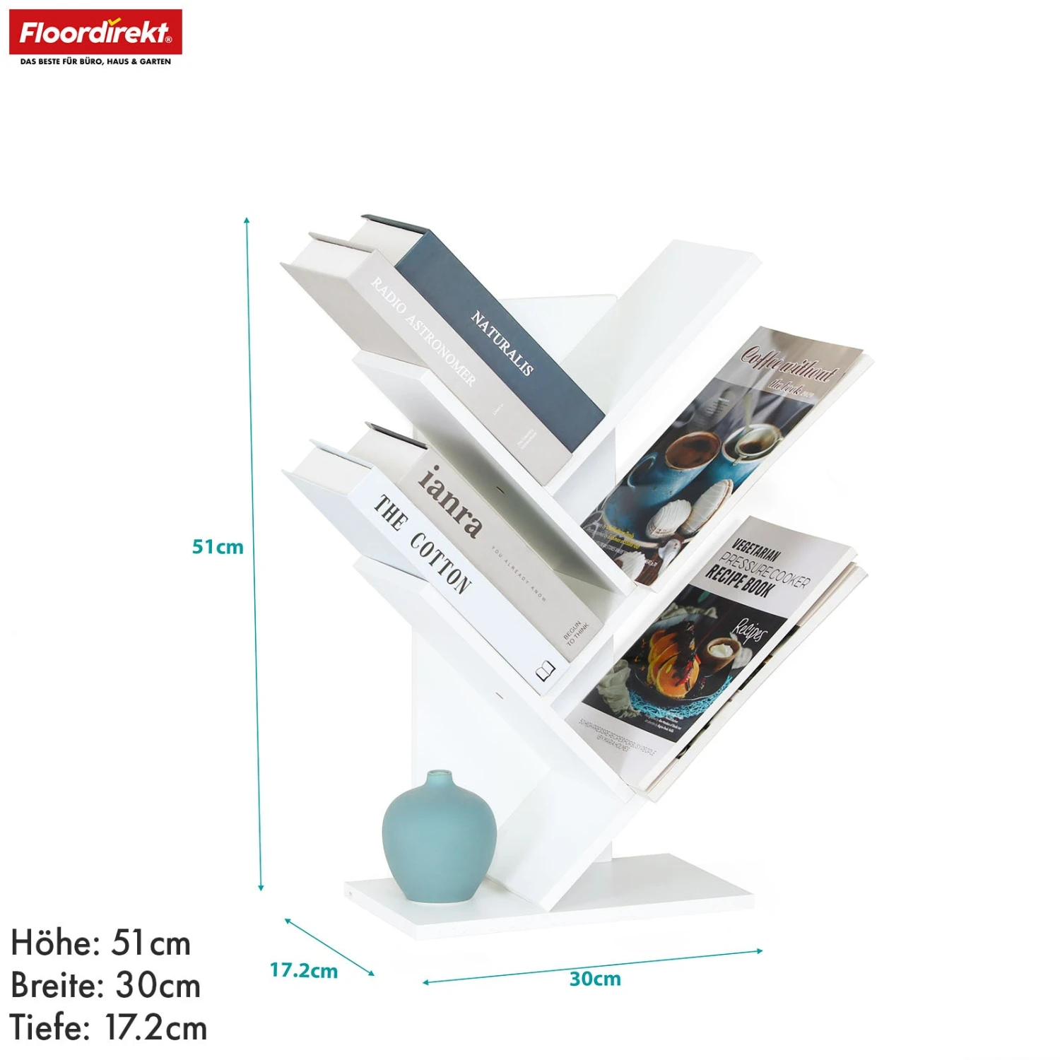 Bücherregal | Louisiana | Baumförmiges Standregal In Weiß Mit 5 Oder 9 Etagen Aus Holz 4 Bücherregal | Louisiana | Baumförmiges Standregal In Weiß Mit 5 Oder 9 Etagen Aus Holz – Bild 2