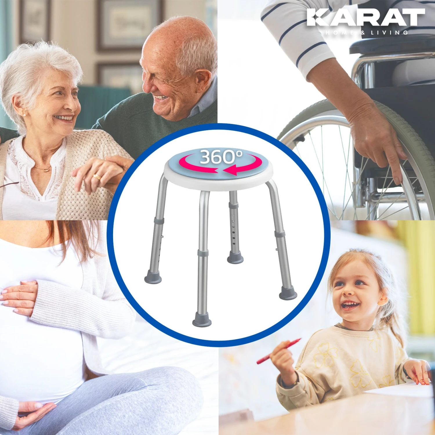 Dusch- Und Badhocker Peter | Um 360 Grad Drehbar | Höhenverstellbar | Anti-Rutsch-Gummifüße | Belastbar Bis 150kg 9 Dusch- Und Badhocker Peter | Um 360 Grad Drehbar | Höhenverstellbar | Anti-Rutsch-Gummifüße | Belastbar Bis 150kg – Bild 7