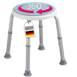 Dusch- Und Badhocker Peter | Um 360 Grad Drehbar | Höhenverstellbar | Anti-Rutsch-Gummifüße | Belastbar Bis 150kg