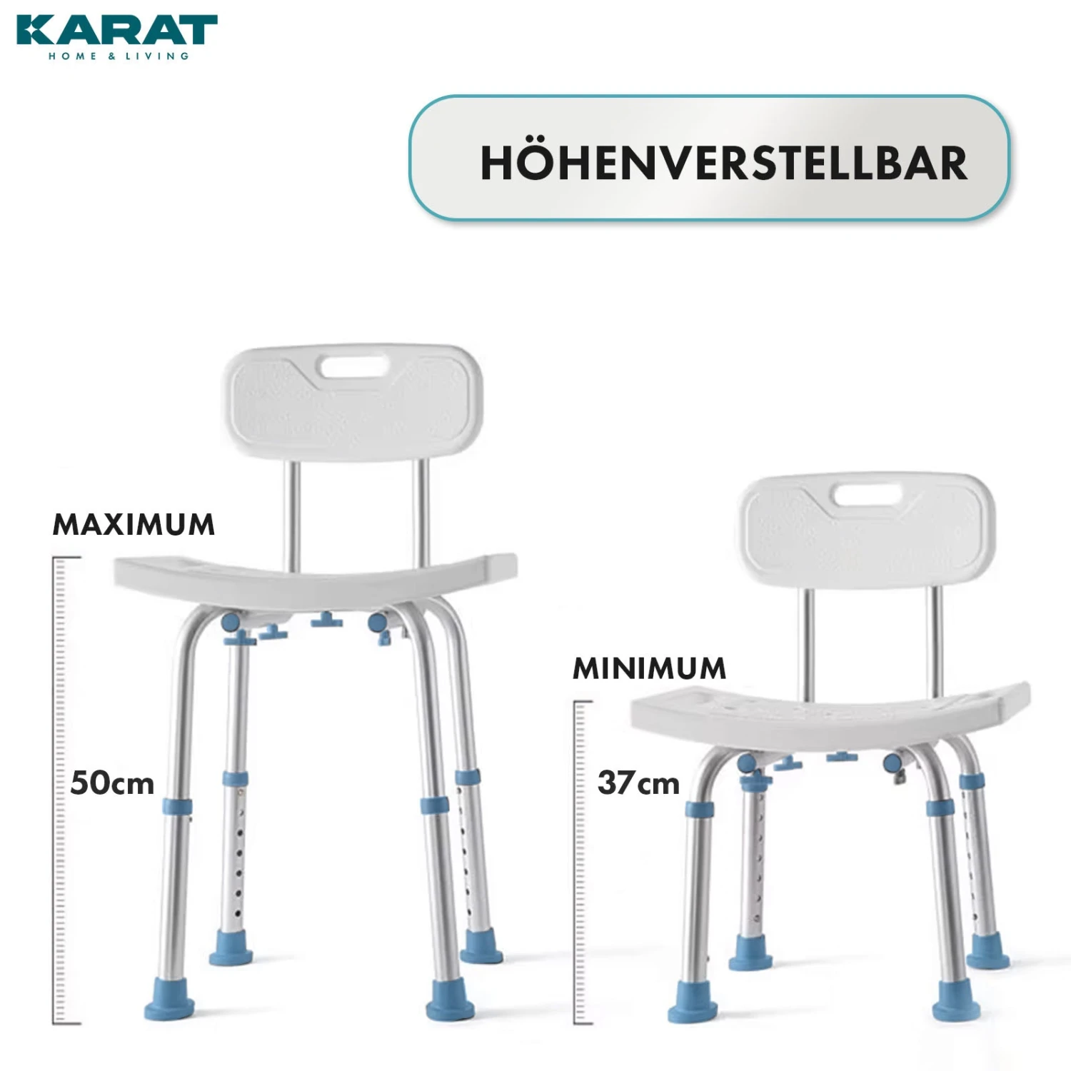 Duschhocker | Jonah | Höhenverstellbar Mit Rückenlehne | Ergonomischer Badestuhl Für Bad & Dusche, Rutschfest & Stabil, Belastbar Bis 150 Kg 6 Duschhocker | Jonah | Höhenverstellbar Mit Rückenlehne | Ergonomischer Badestuhl Für Bad & Dusche, Rutschfest & Stabil, Belastbar Bis 150 Kg – Bild 4