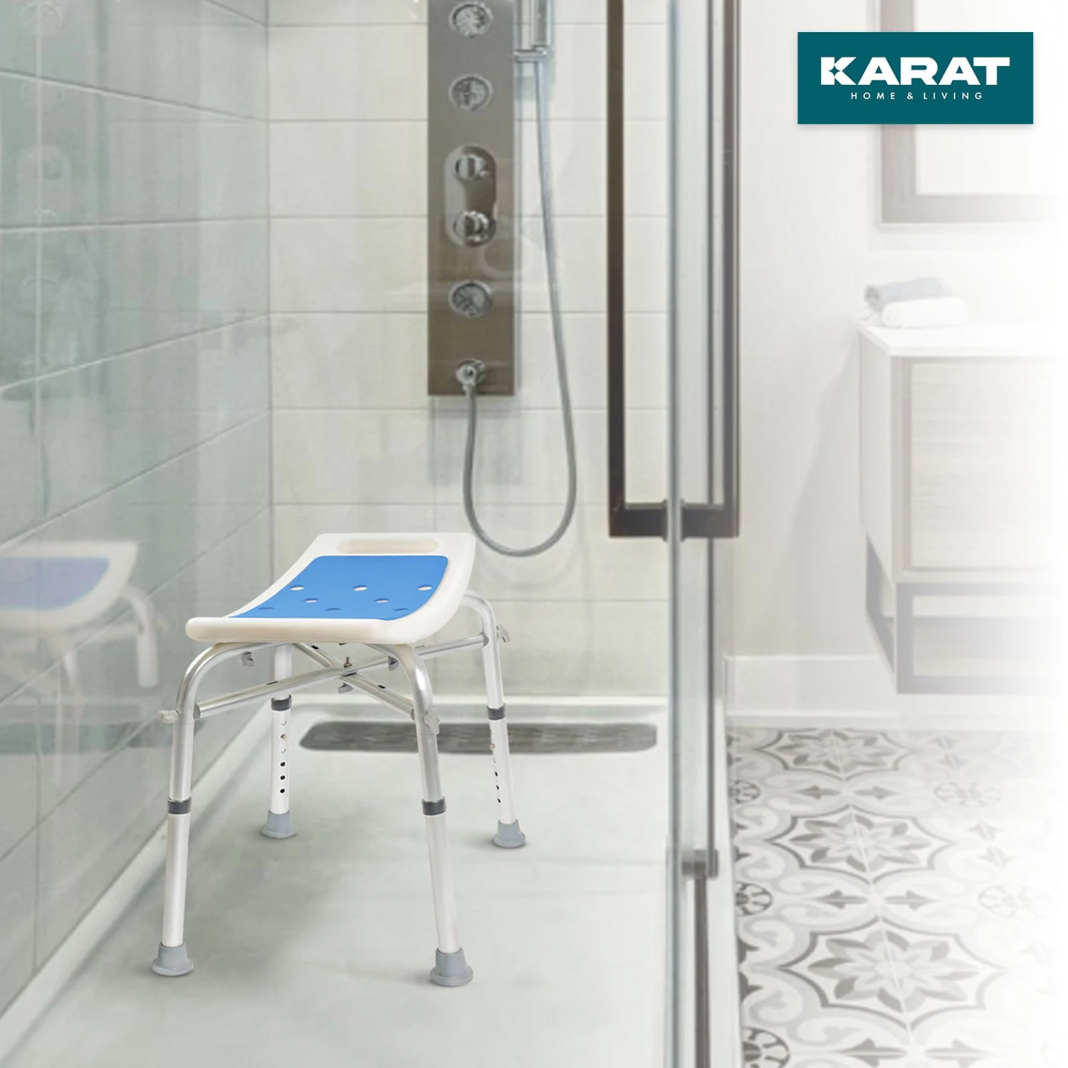 Dusch- Und Badhocker Sonja | Höhenverstellbar | Mit Querverstrebungen | Anti-Rutsch-Gummifüße | Belastbar Bis 180 Kg 4 Dusch- Und Badhocker Sonja | Höhenverstellbar | Mit Querverstrebungen | Anti-Rutsch-Gummifüße | Belastbar Bis 180 Kg – Bild 2