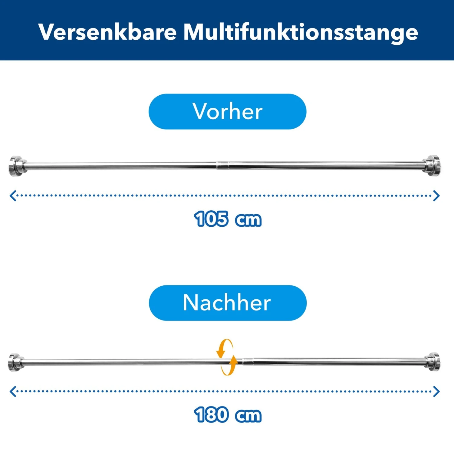 Teleskop-Duschvorhangstange | Stufenlos Verstellbar | Universal Einsetzbar 4 Teleskop-Duschvorhangstange | Stufenlos Verstellbar | Universal Einsetzbar – Bild 2