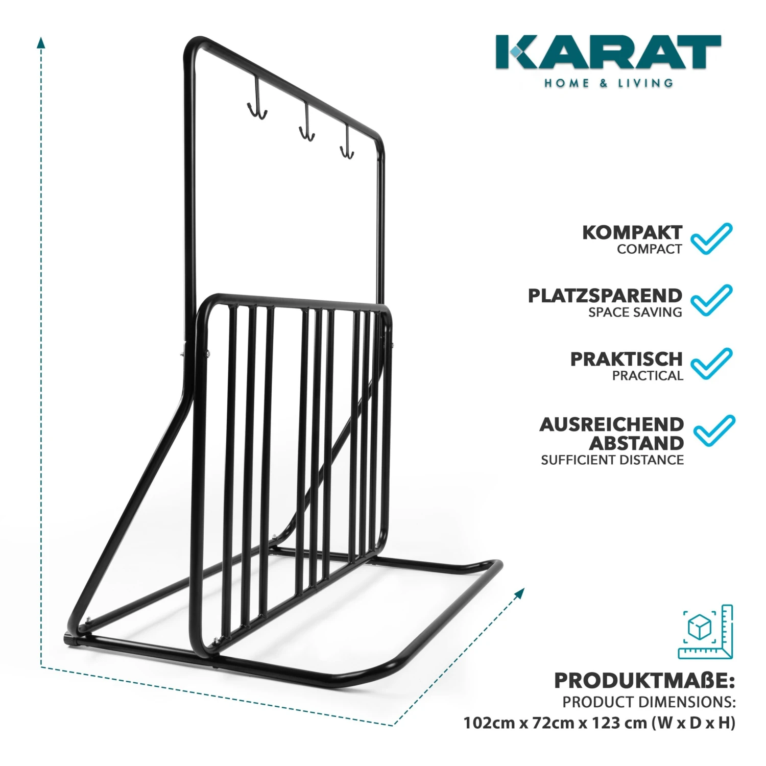 Fahrradständer Tony | Fahrradträger | Metallgitter | Outdoor | Mit 3 Doppelhaken Für Zubehör 4 Fahrradständer Tony | Fahrradträger | Metallgitter | Outdoor | Mit 3 Doppelhaken Für Zubehör – Bild 2