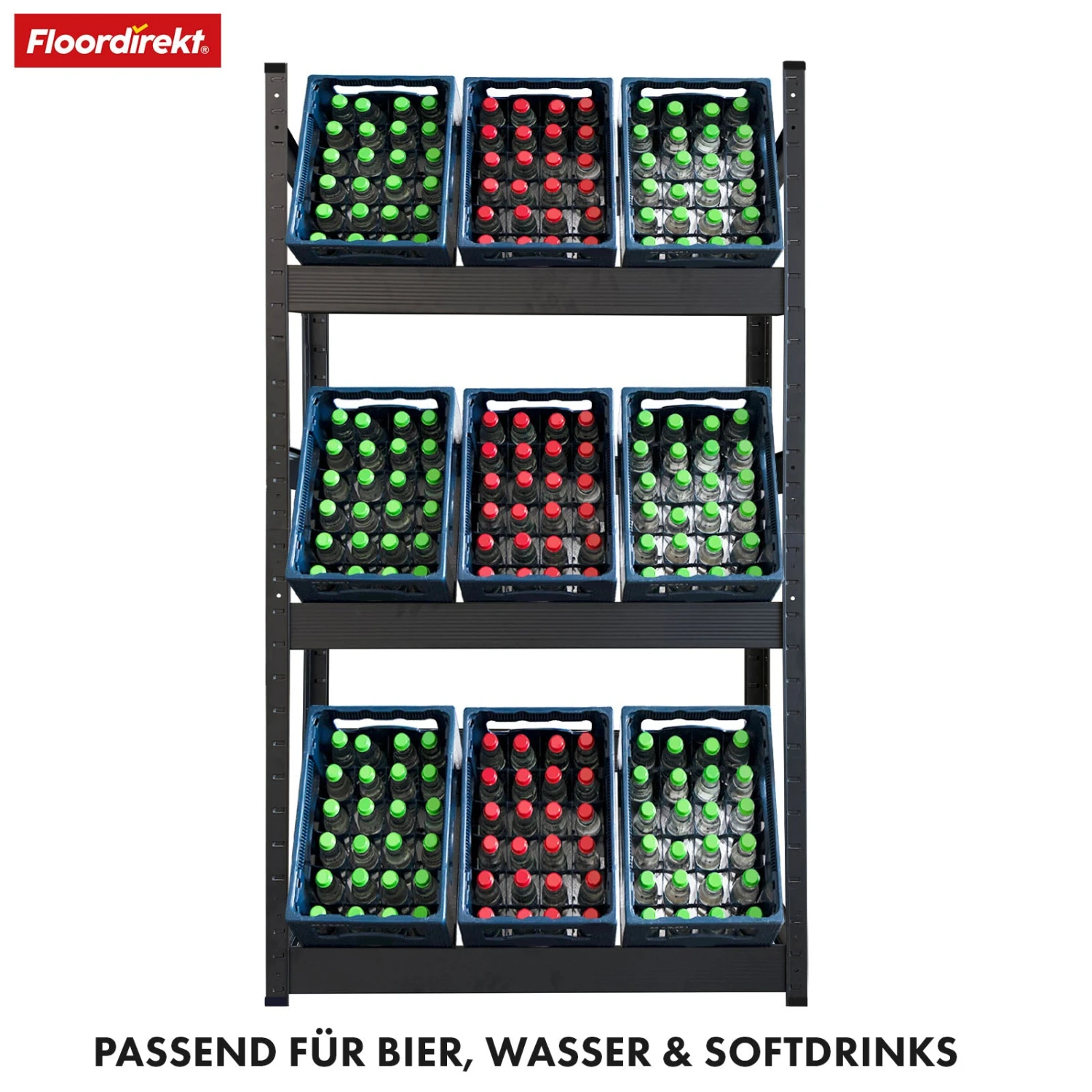 Flaschenkastenständer | Osaka | Getränkekistenregal Aus Pulverbeschichtetem Stahl Für 3 Bis 9 Kästen 21 Flaschenkastenständer | Osaka | Getränkekistenregal Aus Pulverbeschichtetem Stahl Für 3 Bis 9 Kästen – Bild 19
