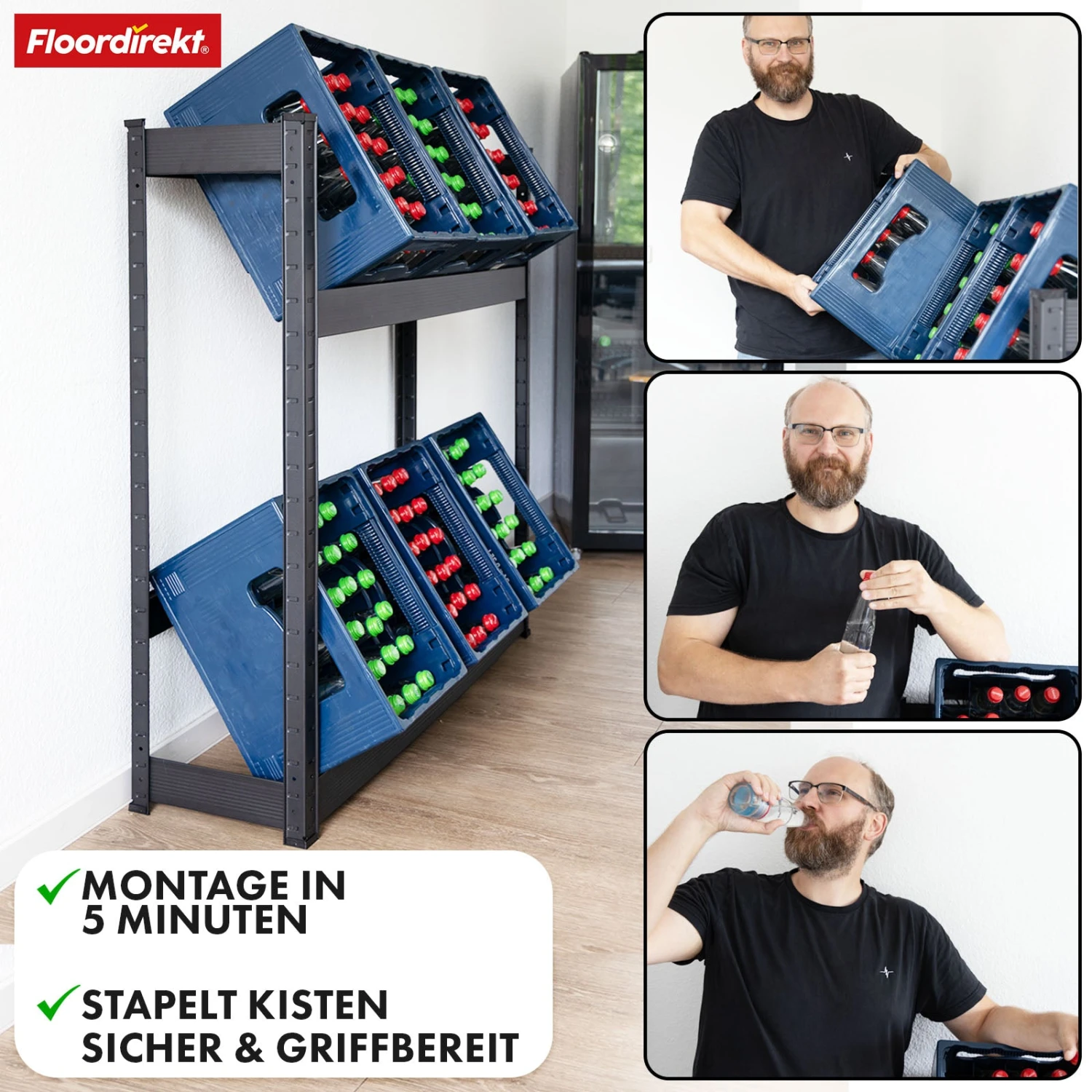 Flaschenkastenständer | Osaka | Getränkekistenregal Aus Pulverbeschichtetem Stahl Für 3 Bis 9 Kästen 8 Flaschenkastenständer | Osaka | Getränkekistenregal Aus Pulverbeschichtetem Stahl Für 3 Bis 9 Kästen – Bild 6