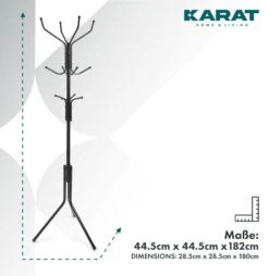Garderobenständer | Theo | 12 Haken | Schwarz | Mit Dreibein-Standfuß 13 Garderobenständer | Theo | 12 Haken | Schwarz | Mit Dreibein-Standfuß -Floordirekt Garderobenstander Theo 3.Dimensions