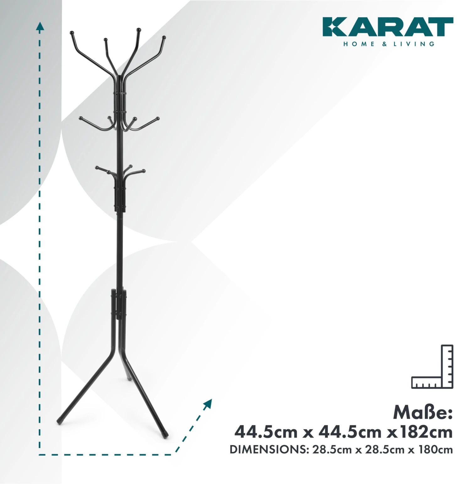 Garderobenständer | Theo | 12 Haken | Schwarz | Mit Dreibein-Standfuß 7 Garderobenständer | Theo | 12 Haken | Schwarz | Mit Dreibein-Standfuß – Bild 5