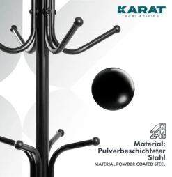 Garderobenständer | Theo | 12 Haken | Schwarz | Mit Dreibein-Standfuß 14 Garderobenständer | Theo | 12 Haken | Schwarz | Mit Dreibein-Standfuß -Floordirekt Garderobenstander Theo 4.Material