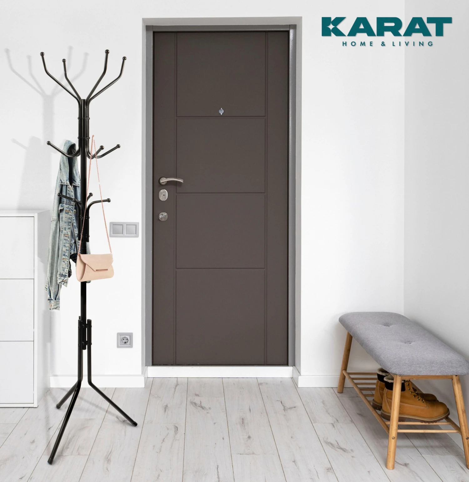 Garderobenständer | Theo | 12 Haken | Schwarz | Mit Dreibein-Standfuß 3 Garderobenständer | Theo | 12 Haken | Schwarz | Mit Dreibein-Standfuß