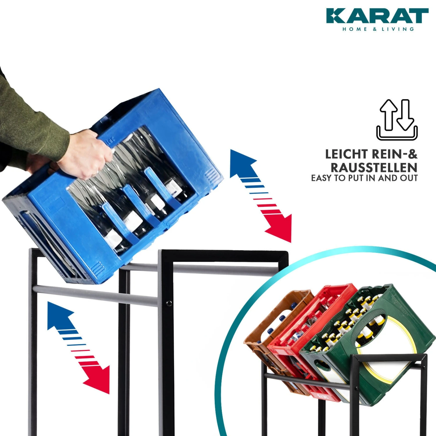 Flaschenkastenständer Kenji | Robustes Lagerregal Für Büro, Küche, Garage Oder Flur | Schwarz | In 2 Größen Erhältlich 6 Flaschenkastenständer Kenji | Robustes Lagerregal Für Büro, Küche, Garage Oder Flur | Schwarz | In 2 Größen Erhältlich – Bild 4