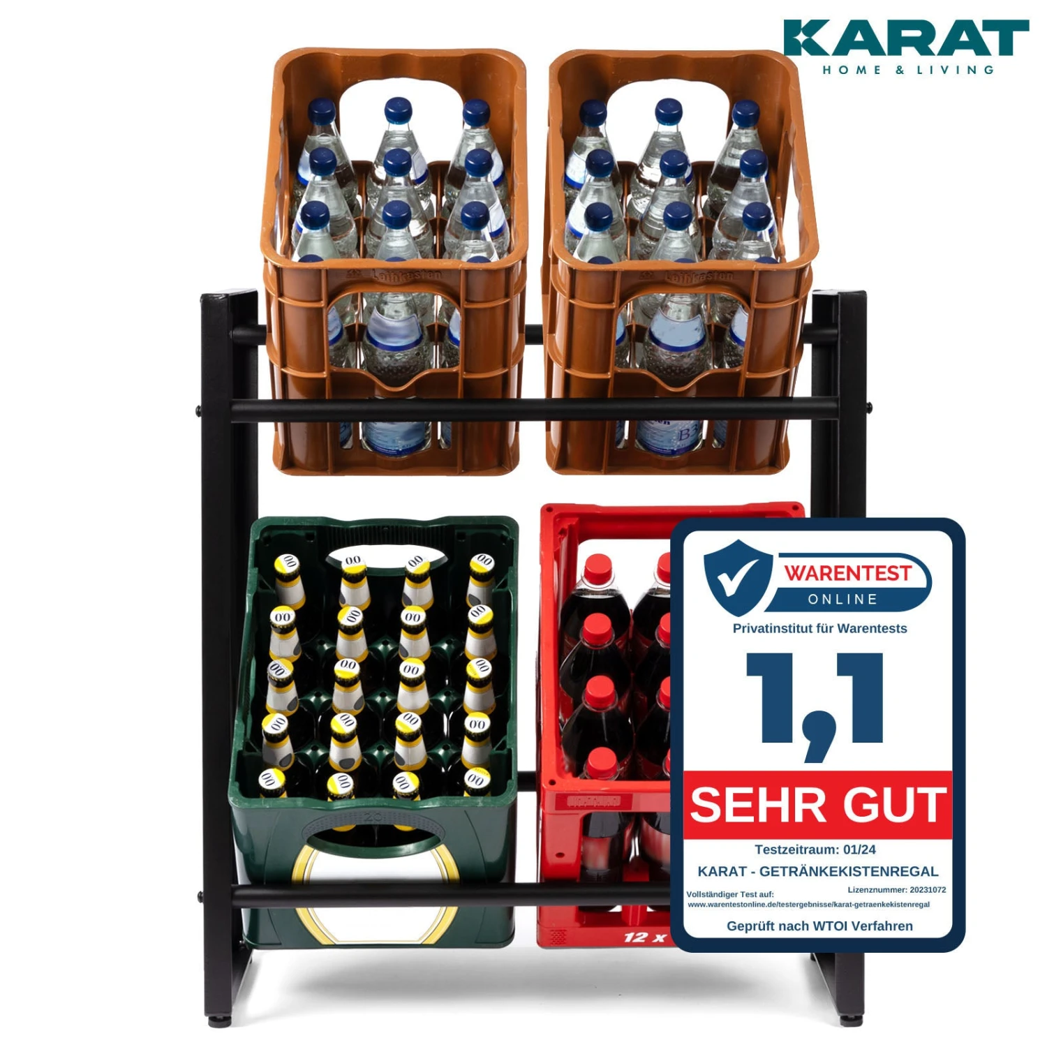 Flaschenkastenständer Kenji | Robustes Lagerregal Für Büro, Küche, Garage Oder Flur | Schwarz | In 2 Größen Erhältlich 9 Flaschenkastenständer Kenji | Robustes Lagerregal Für Büro, Küche, Garage Oder Flur | Schwarz | In 2 Größen Erhältlich – Bild 7