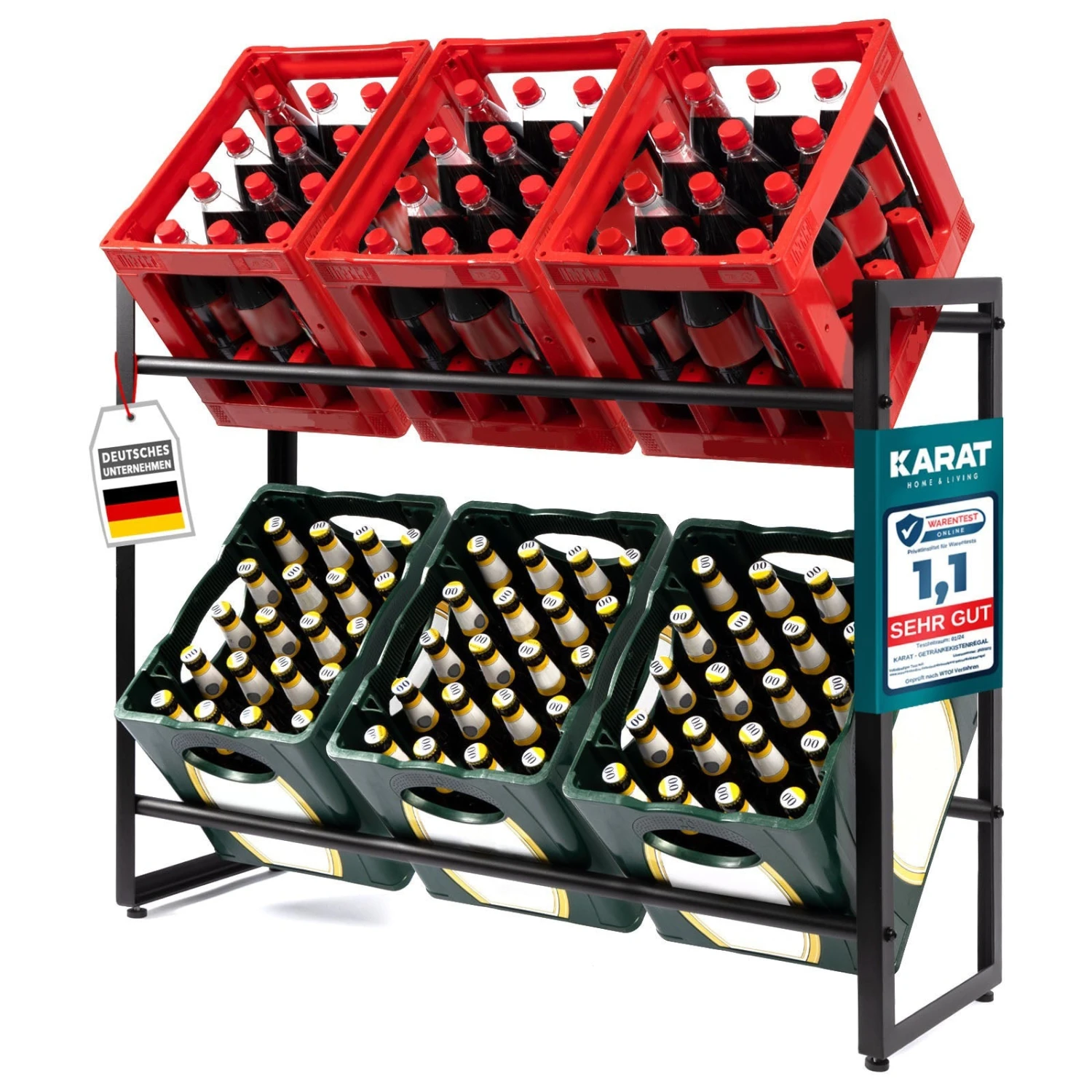 Flaschenkastenständer Kenji | Robustes Lagerregal Für Büro, Küche, Garage Oder Flur | Schwarz | In 2 Größen Erhältlich 10 Flaschenkastenständer Kenji | Robustes Lagerregal Für Büro, Küche, Garage Oder Flur | Schwarz | In 2 Größen Erhältlich – Bild 8